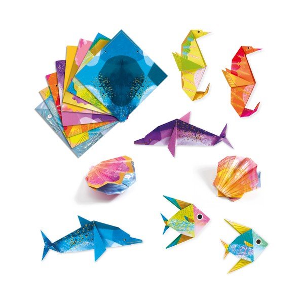 24 origami papīru komplekts ar instrukcijām Djeco Neon Glam Sea-image-2