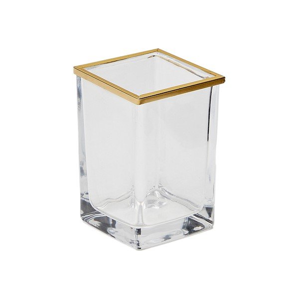 Zelta krāsas stikla trauks zobu birstei Soanet – Kave Home