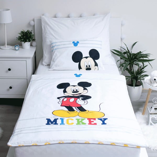 Kokvilnas bērnu gultas veļa 100x135 cm Mickey – Jerry Fabrics-image-1