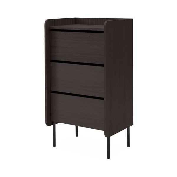 Melna augsta kumode ar ozolkoka imitāciju 60x108,5 cm Wrap – Bonami Selection-image-2