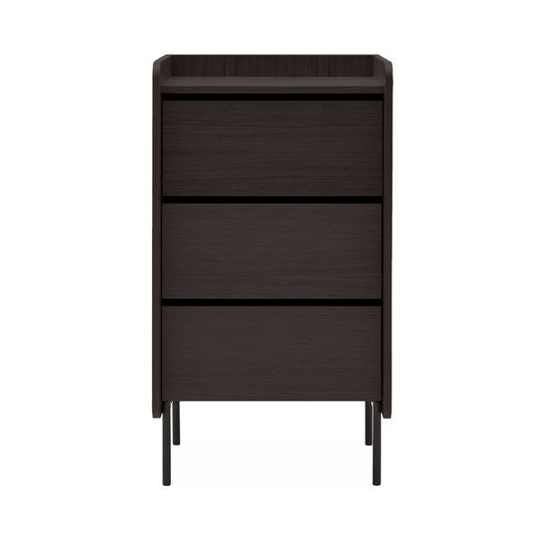 Melna augsta kumode ar ozolkoka imitāciju 60x108,5 cm Wrap – Bonami Selection