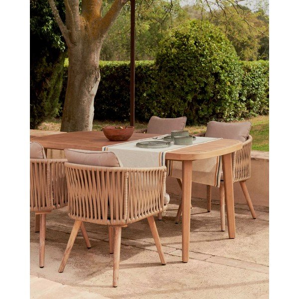 Dārza krēsls no akācijas koka ar bēšu polsterējumu Kave Home Hemilce-image-4