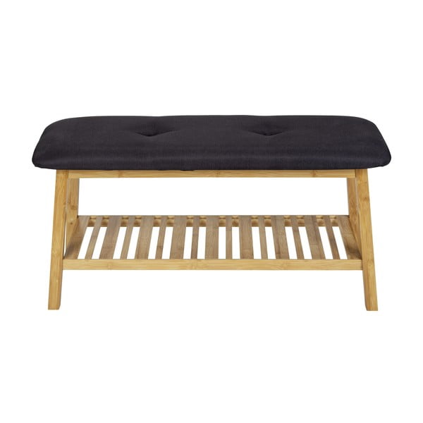 Melns/dabīga toņa bambusa apavu statīvs ar soliņu Ecori – Wenko-image-3