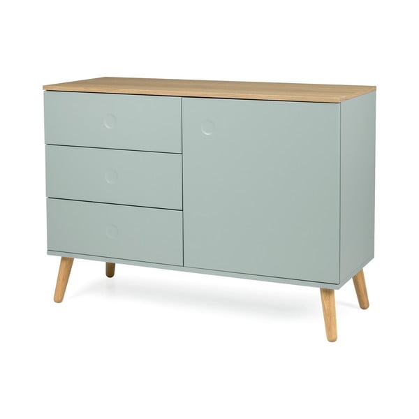 Gaiši zaļa zema kumode ar ozolkoka imitāciju 109x79 cm Dot – Tenzo-image-2