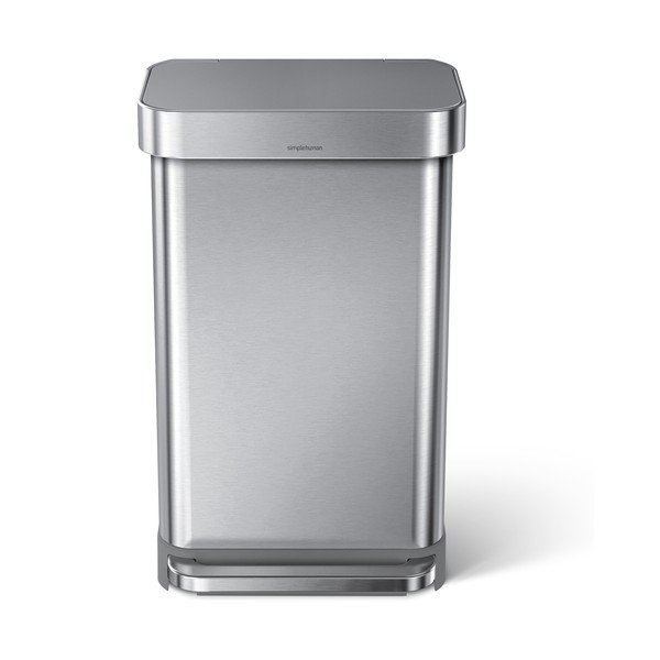 Sudraba krāsas tērauda atkritumu tvertne ar pedāli 45 l – simplehuman-image-2