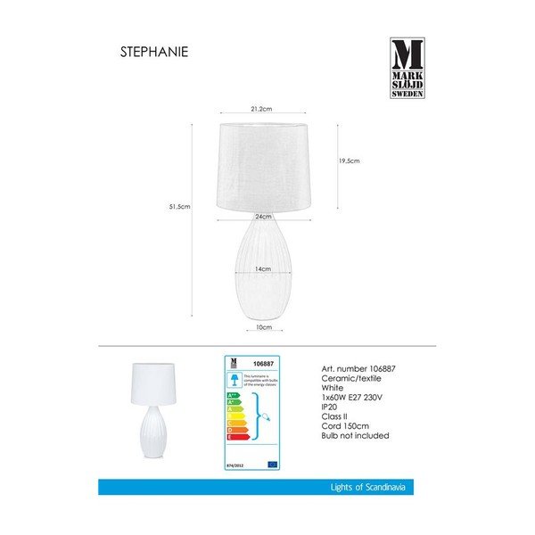 Balta galda lampa Markslöjd Stephanie, ø 24 cm-image-1