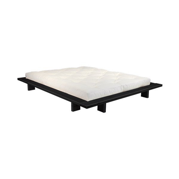 Divguļamā gulta no priedes koka ar matraci Karup Design Japan Comfort Mat Black Natural, 140 x 200 cm