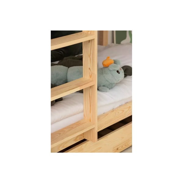 Dabīga toņa divstāvu/izvelkama bērnu gulta ar veļas kasti un redelēm 90x200 cm CLPBN – Adeko-image-2