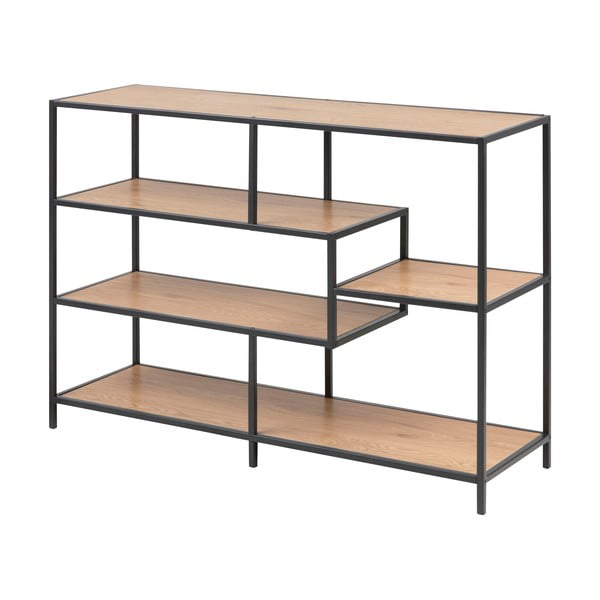 Melns/dabīga toņa grāmatu plaukts ar ozolkoka imitāciju 114x78 cm Seaford – Actona-image-2