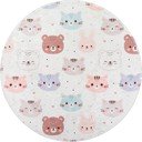 Ziloņkaula krāsas mazgājams bērnu paklājs ø120 cm Cute Animals – Vitaus