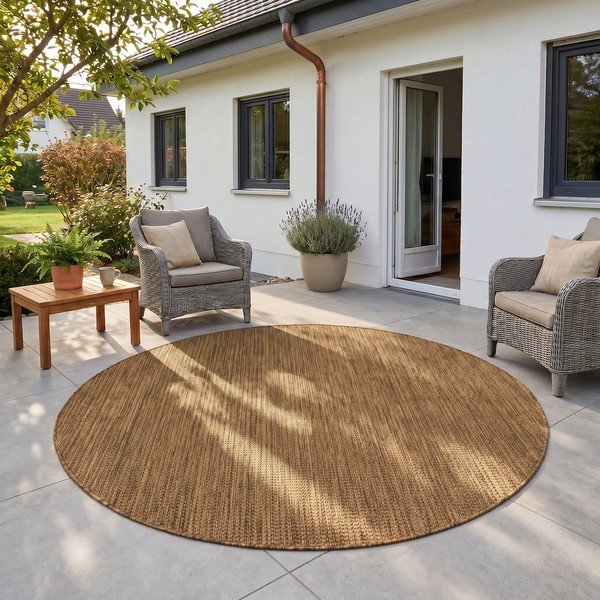 Brūns apaļš iekštelpu un āra paklājs ø 160 cm Mira 1450 – Ayyildiz Carpets-image-1