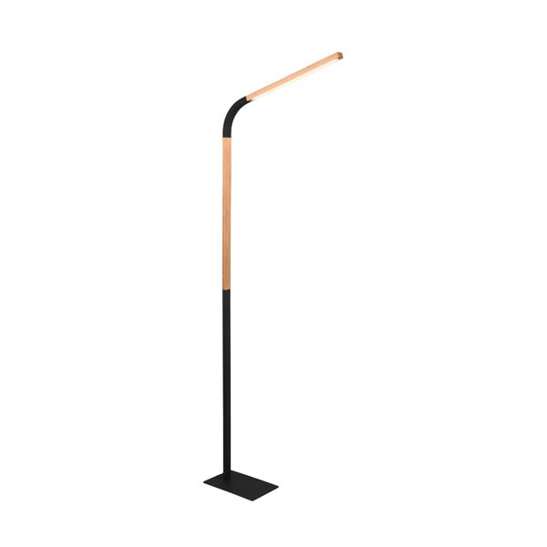 Melna/dabīga toņa LED stāvlampa ar koka abažūru (augstums 169,5 cm) Norris – Trio-image-3