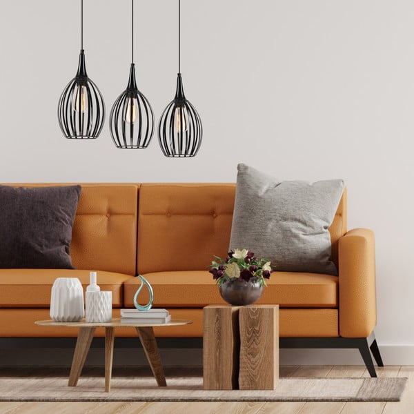 Melna piekaramā lampa ø 17,5 cm Vincent – LAMKUR-image-1