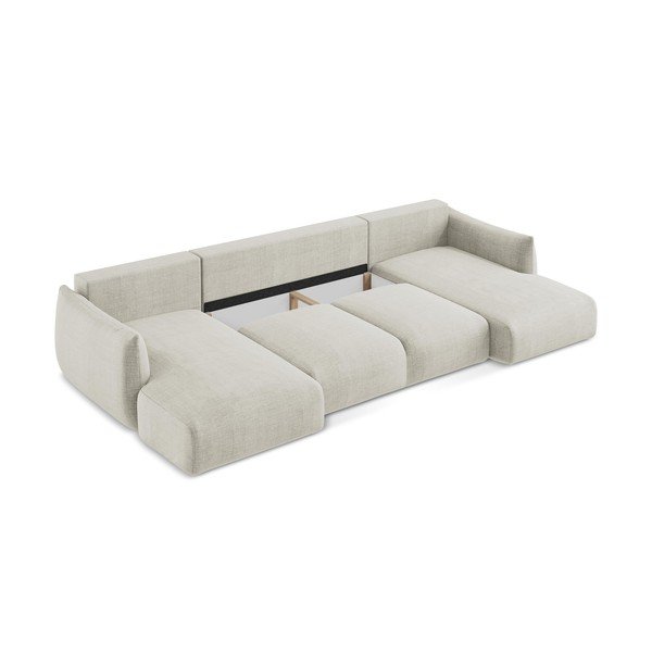 Bēšs salokāms (U veida) stūra dīvāns Leila – Makamii-image-4