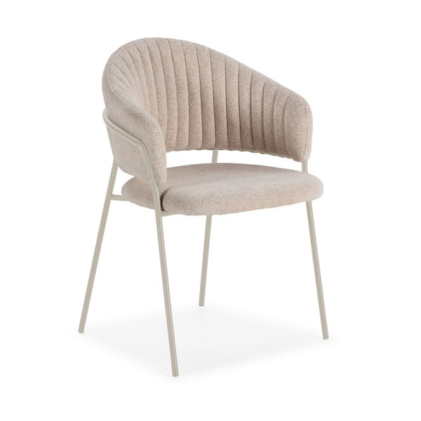 Bēši polsterēti ēdamistabas krēsli ar roku balstiem (2 gab.) Leticia – Marckeric