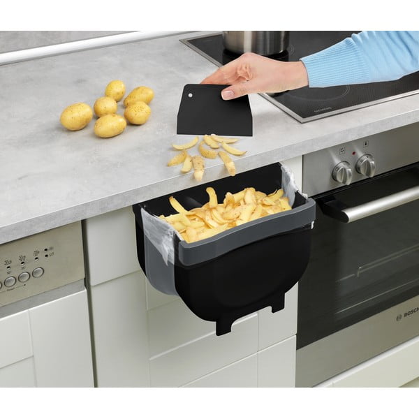 Melna pakarināma atkritumu tvertne Wenko Black Outdoor Kitchen Fago, 5 l-image-1