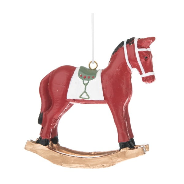Sarkans piekarināms dekors zirga formā Dakls