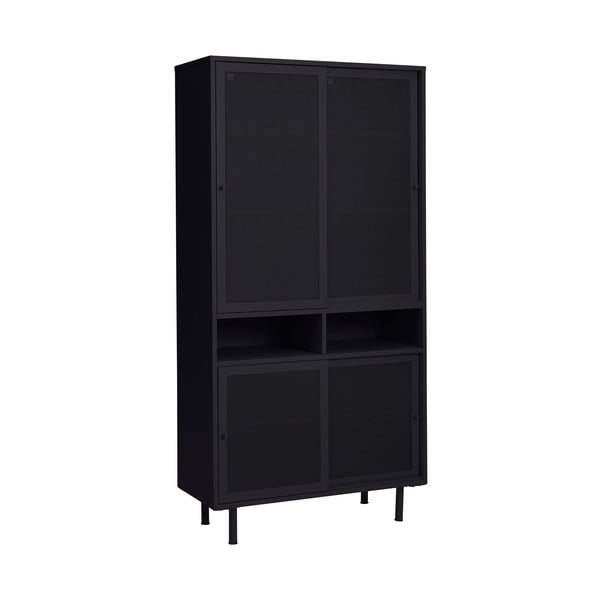 Melns metāla skapītis ar bīdāmām durvīm 90x180x40 cm Veep – Unique Furniture-image-4