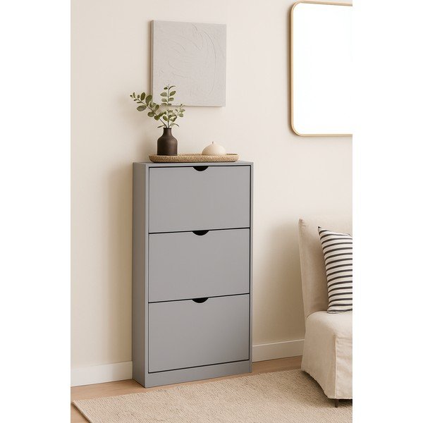 Pelēks atverams apavu plaukts 60x118x24 cm Stelo – Bonami Essentials-image-4