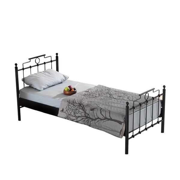 Melna metāla vienvietīga gulta ar režģi 90x200 cm Hatkus – Kalune Design-image-2