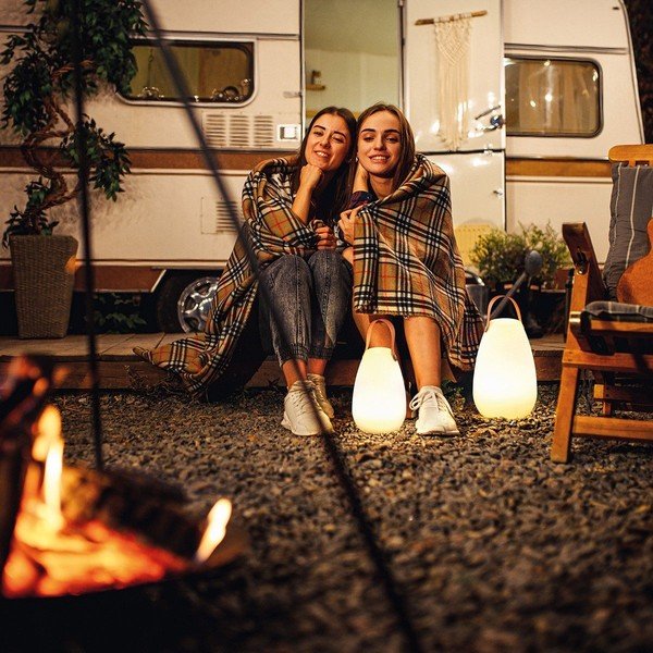 Balta/brūna LED galda lampa (augstums 26 cm) Ruby – Fischer & Honsel-image-1