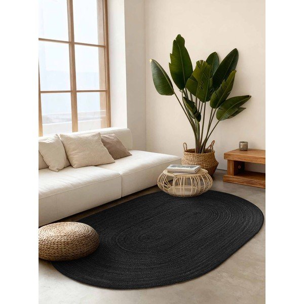 Melns divpusējs/ar rokām darināts džutas paklājs 160x230 cm Braided – Hanse Home-image-1