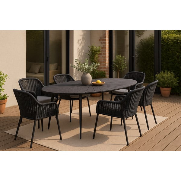 Melns dārza galds ar koka virsmu Bonami Selection Marienlist, 190 x 115 cm-image-1