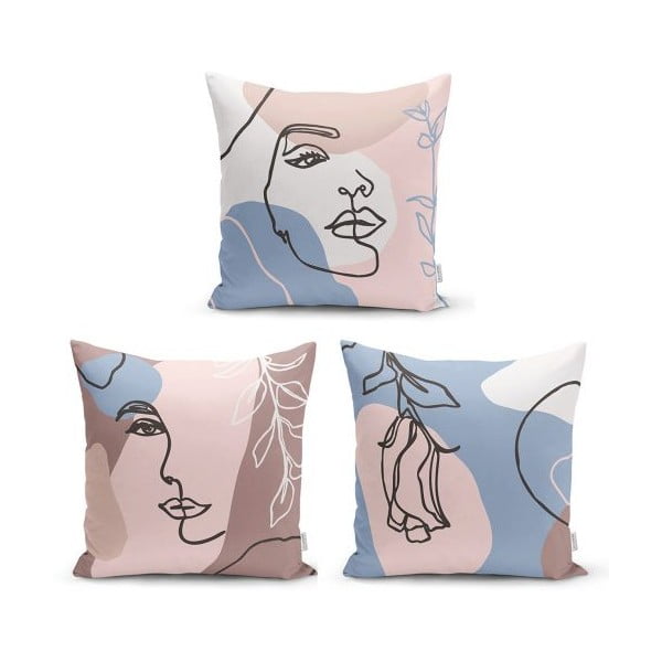 3 dekoratīvo spilvendrānu komplekts Minimalist Cushion Covers Minimalist Woman, 45 x 45 cm