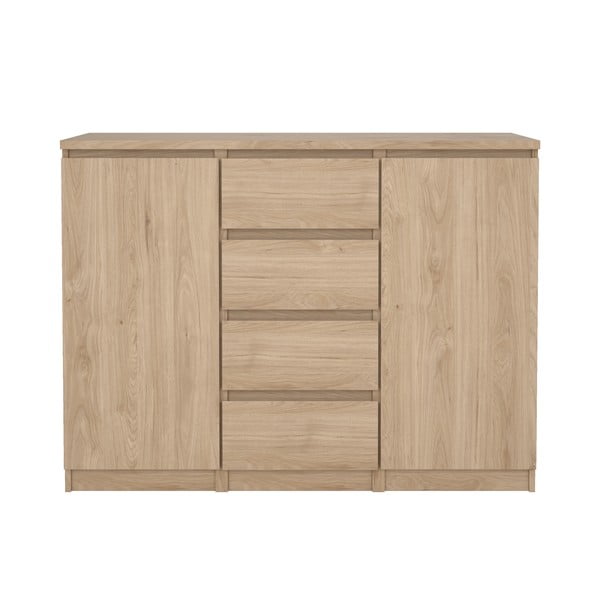 Dabīga toņa kumode ar ozolkoka imitāciju 121x91x50 cm Naia – Tvilum