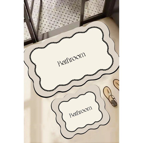 Krēmkrāsas vannas istabas paklājiņi (2 gab.) 60x100 cm Bounde – Foutastic-image-1