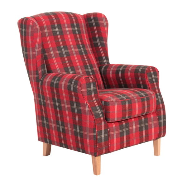 Sarkans rūtains atpūtas krēsls Max Winzer Lorris Vintage