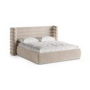 Bēša polsterēta divvietīga gulta ar veļas kasti un redelēm 180x200 cm Mount – Micadoni 