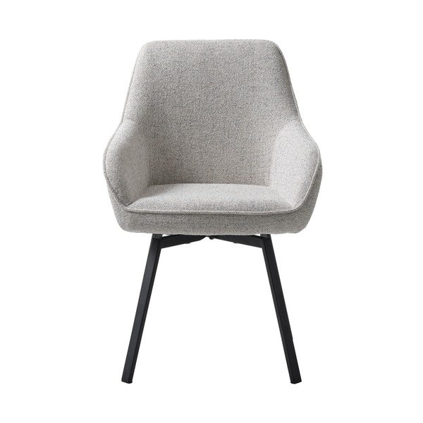 Gaiši pelēks polsterēts ēdamistabas krēsls ar roku balstiem Alma – Unique Furniture-image-2