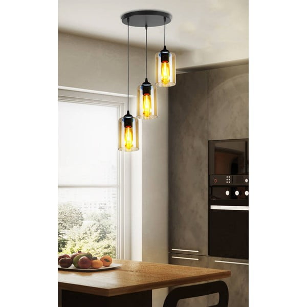 Melna piekaramā lampa ar stikla abažūru Bistro – Candellux Lighting-image-1