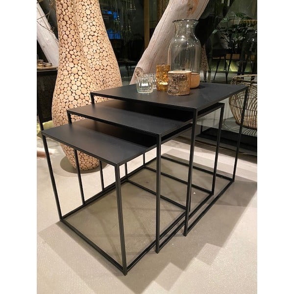 Melni metāla žurnālgaldiņi (3 gab.) 50x50 cm Pebble – Unique Furniture-image-2
