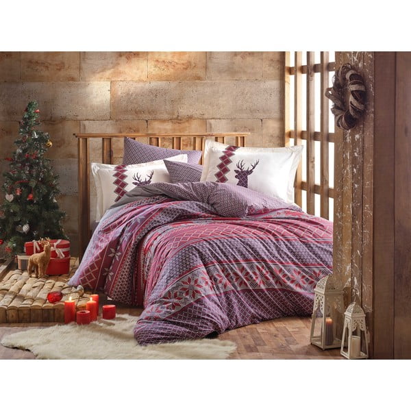 Vienvietīgas gultas veļa ar kokvilnas poplīna pārklāju Hobby Clarinda Claret Red, 160 x 220 cm