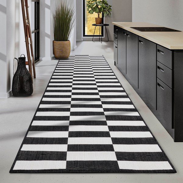 Melnbalts iekštelpu un āra celiņa paklājs 80x300 cm Viela – Hanse Home-image-1