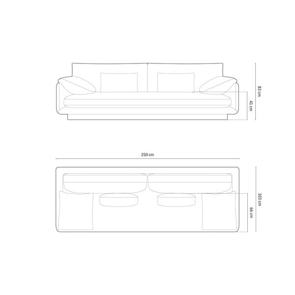Balts samta dīvāns 250 cm Torino – Micadoni -image-4