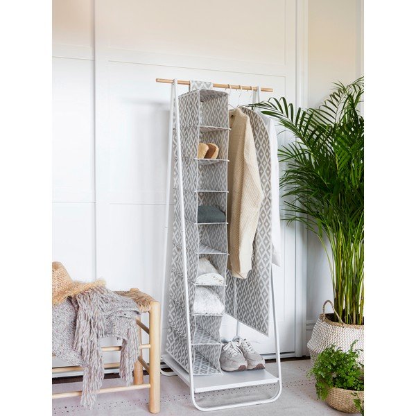 Balts metāla drēbju pakaramais statīvs Rail – Compactor-image-1