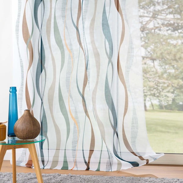 Balts/zils dienas aizkars 140x280 cm Lisana – douceur d'intérieur-image-3