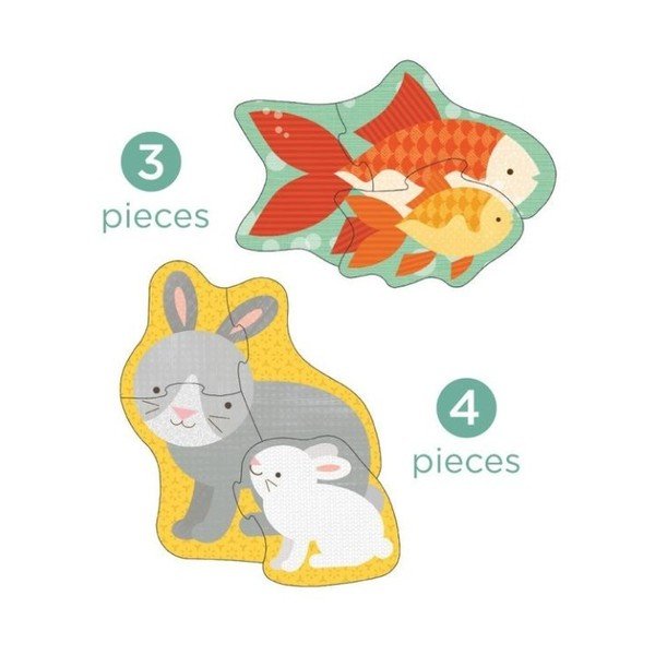 4 pārstrādāta papīra un augu tintes puzles Petit kolāža Mājdzīvnieki-image-2