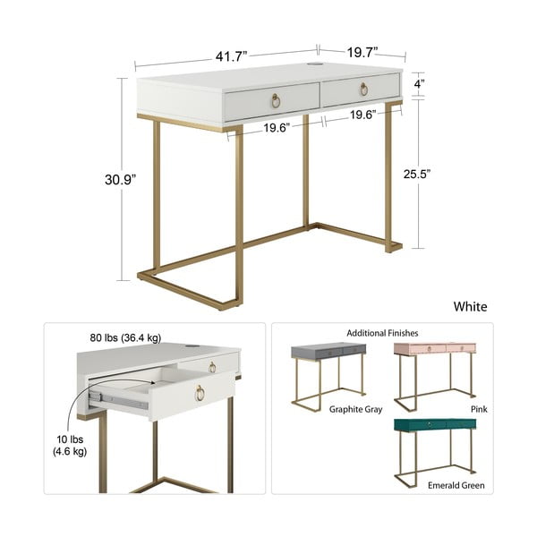 Pelēks rakstāmgalds CosmoLiving by Cosmopolitan Camila-image-3