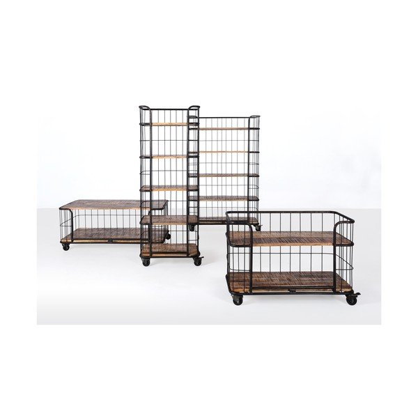 Melns plaukts ar mango koka plauktiem Canett skapis, platums 60 cm-image-1