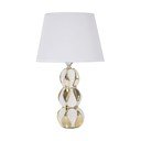 Balta/zelta krāsas keramikas galda lampa ar auduma abažūru (augstums 46 cm) Glam Balls – Mauro Ferretti