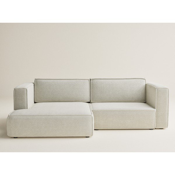 Krēmkrāsas salokāms stūra dīvāns no šenila auduma ar uzglabāšanas vietu (ar kreiso stūri/ar zvilni) Velto – Maison de Rêve-image-2