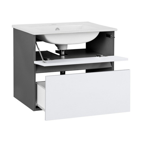 Balts/antracīta pelēks piekarams skapītis bez izlietnes 60x52 cm Wisla – Støraa-image-1