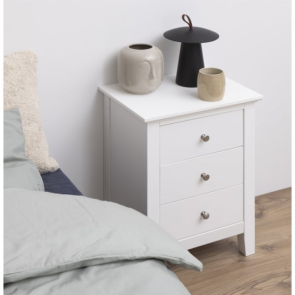 Balts naktsgaldiņš ar 3 atvilktnēm Actona Linnea-image-1