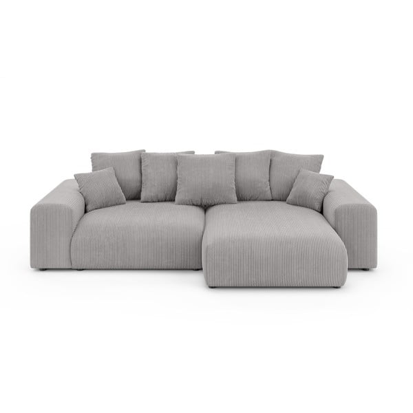 Gaiši pelēks salokāms stūra dīvāns ar uzglabāšanas vietu (ar maināmu stūri) Luma – Ropez