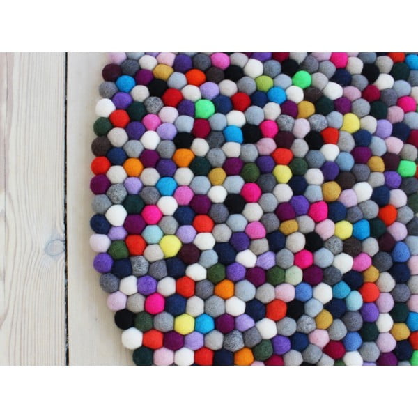 Krāsains paklājs no vilnas bumbiņām Wooldot Ball Rugs Multi Pang, ⌀ 140 cm