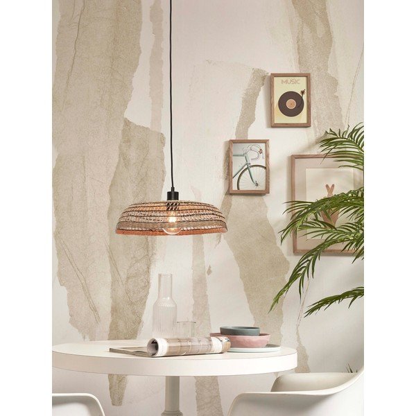 Melna/dabīga toņa piekaramā lampa ar jūraszāles abažūru ø 45 cm Pantanal – Good&Mojo-image-3
